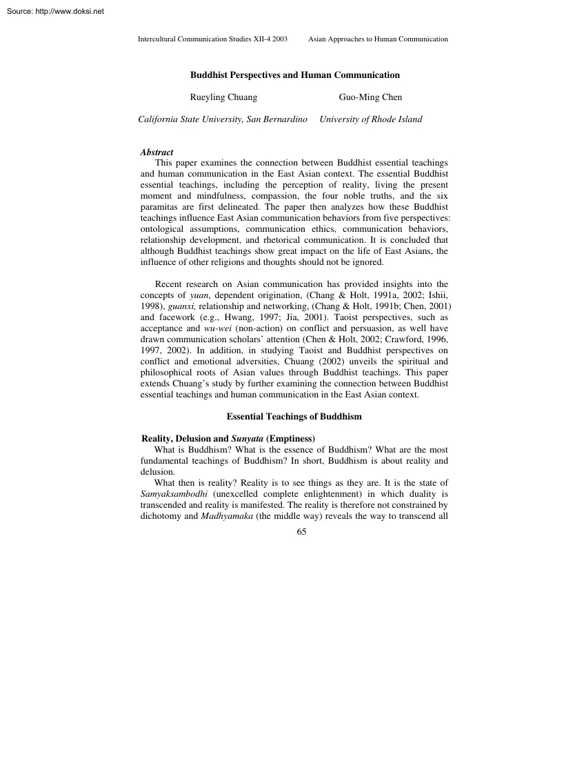 Chuang-Chen - Buddhist Perspectives and Human Communication
