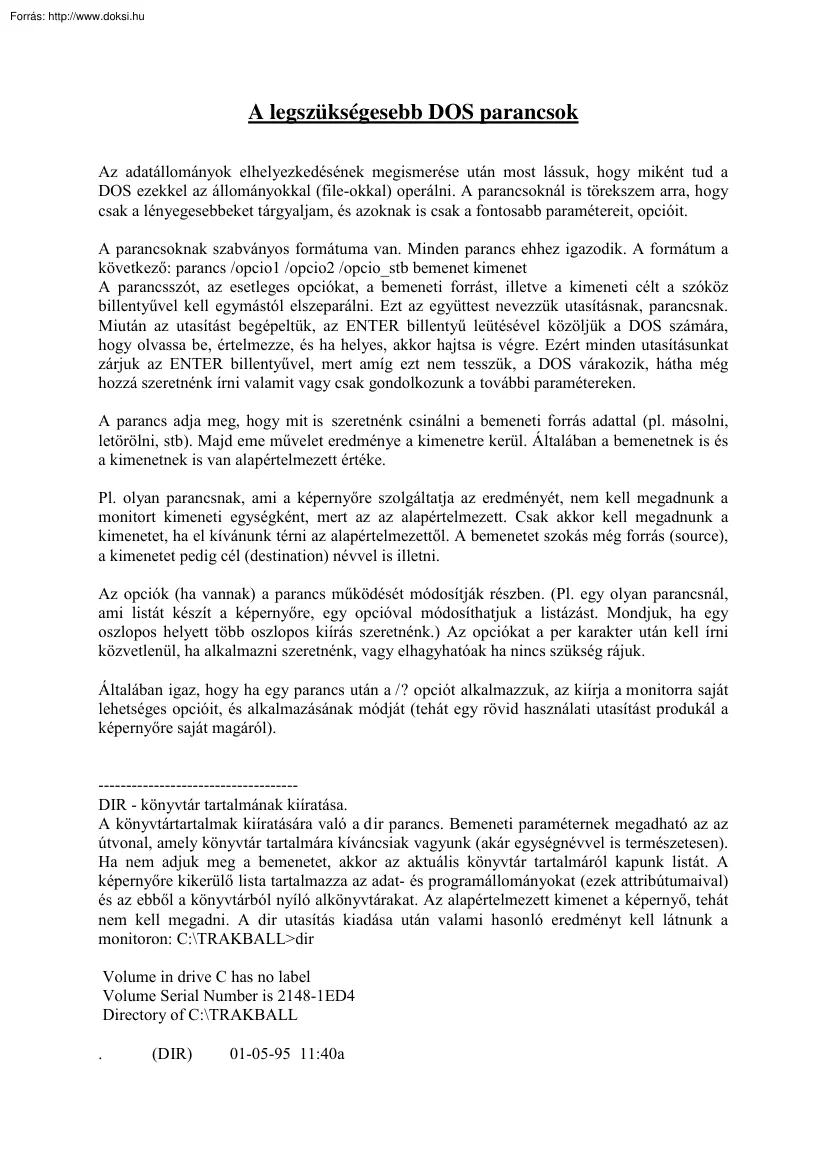 A legszükségesebb DOS parancsok
