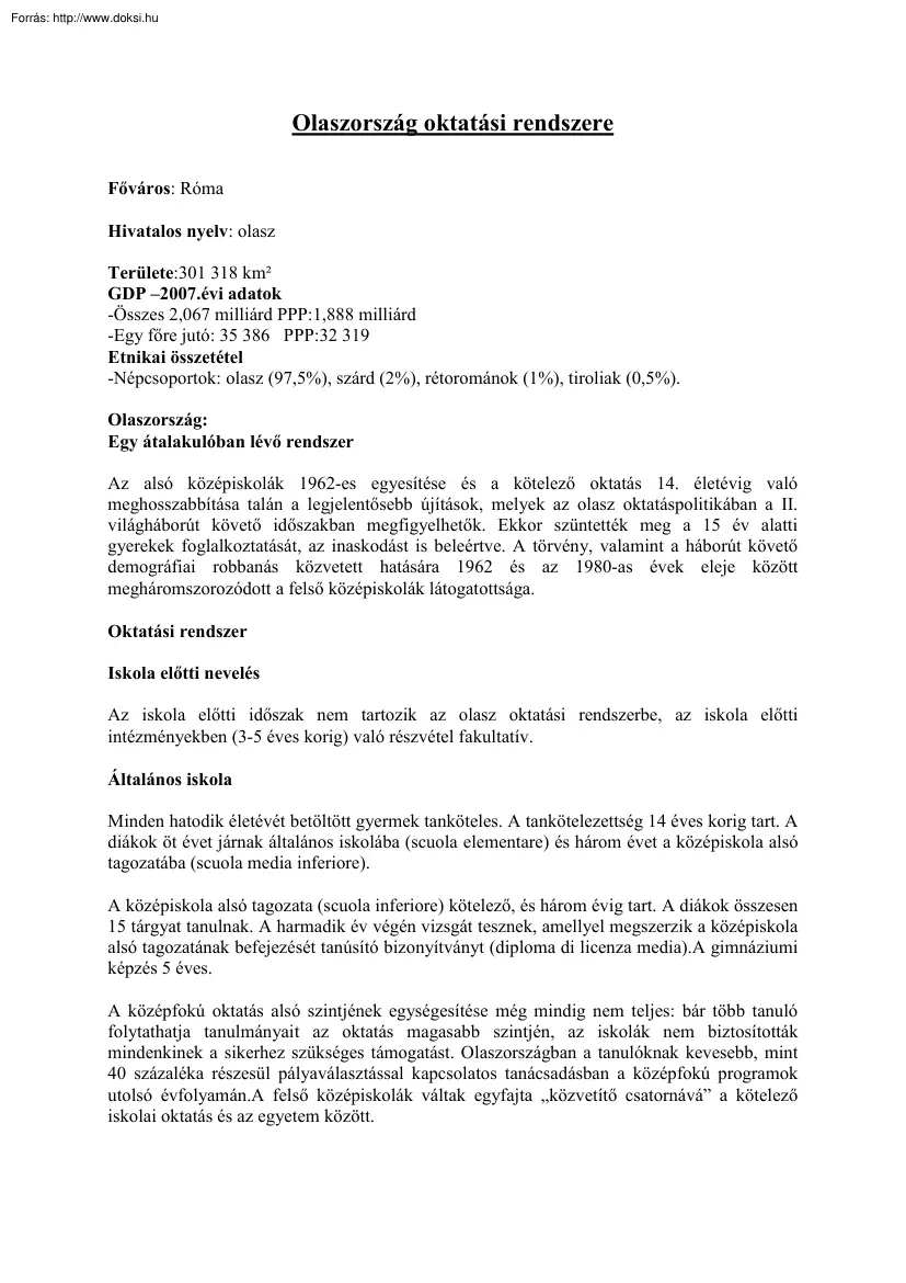 Olaszország oktatási rendszere