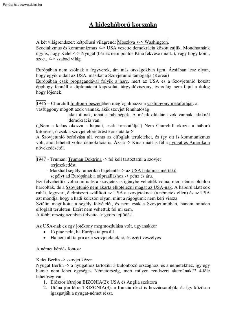 A hidegháború korszaka