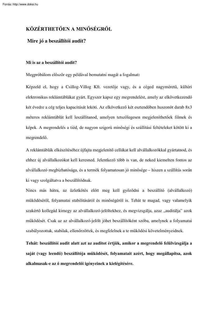 Közérthetően a minőségről, mire jó a beszállítói audit