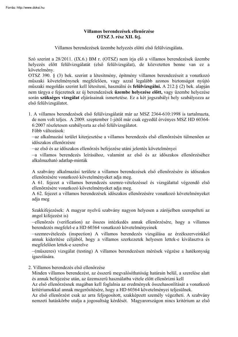 Olasz Lajos - Villamos berendezések ellenőrzése