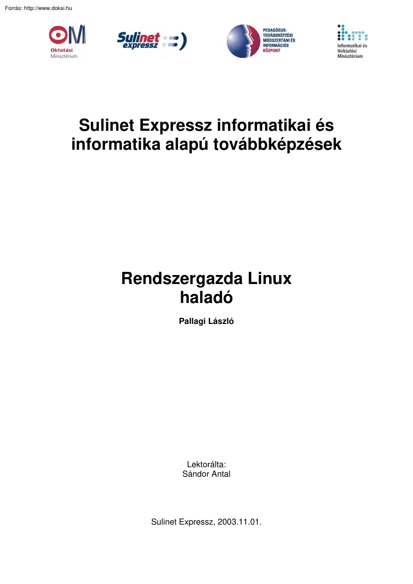 Pallagi László - Linux rendszergazda haladó
