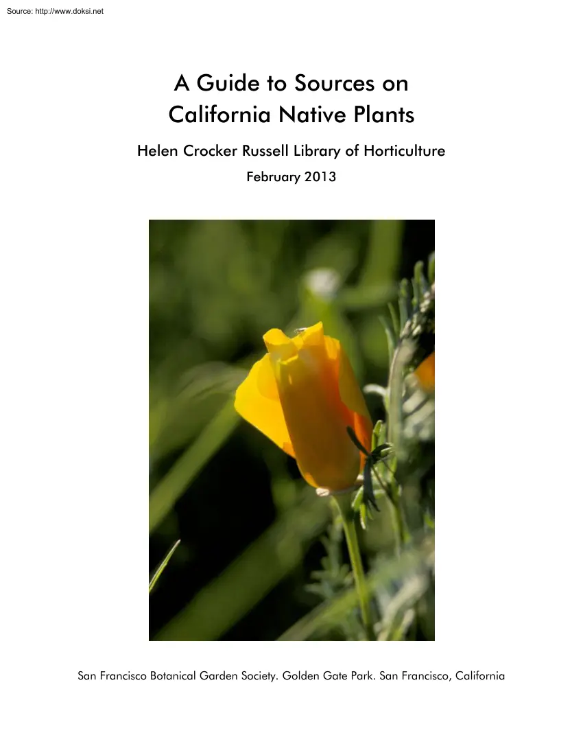 A Guide to Sources on California Native Plants