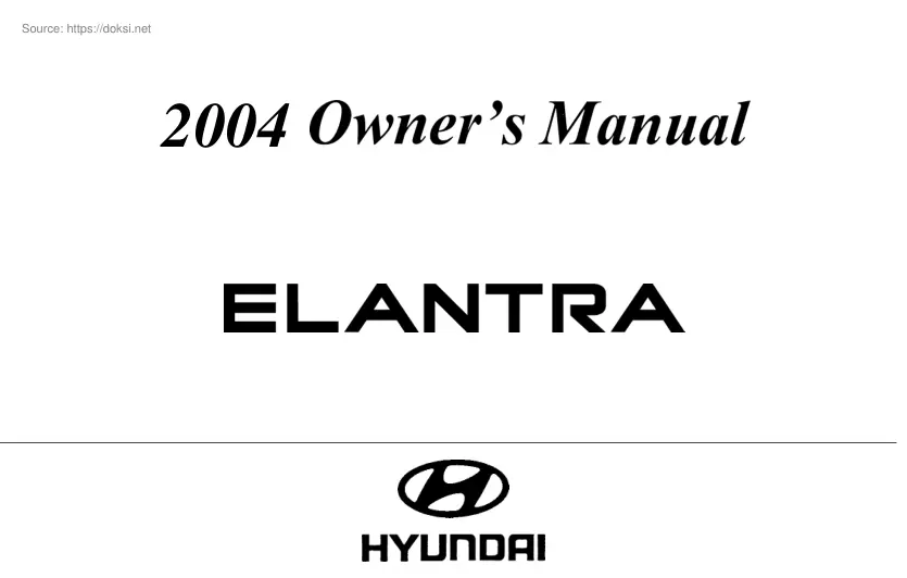 Hyundai Elantra, 2004 owners manual
