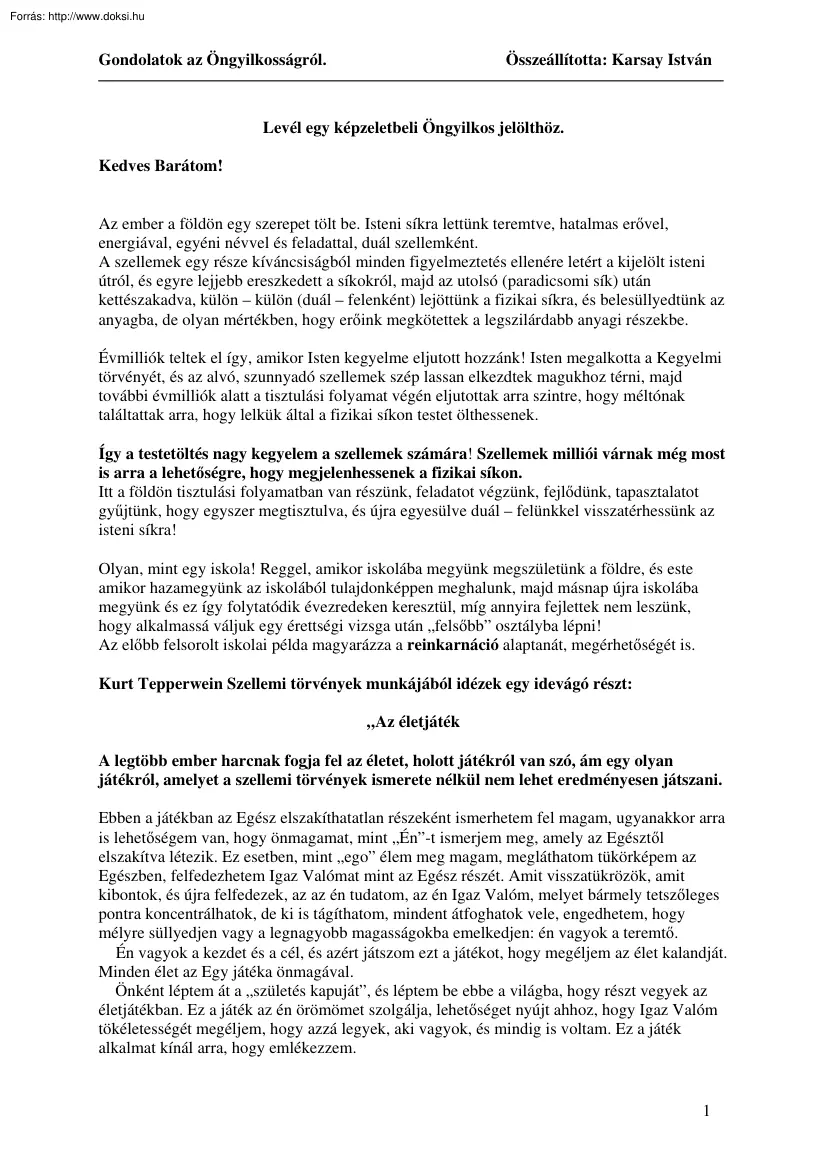 Karsay István - Gondolatok az öngyilkosságról