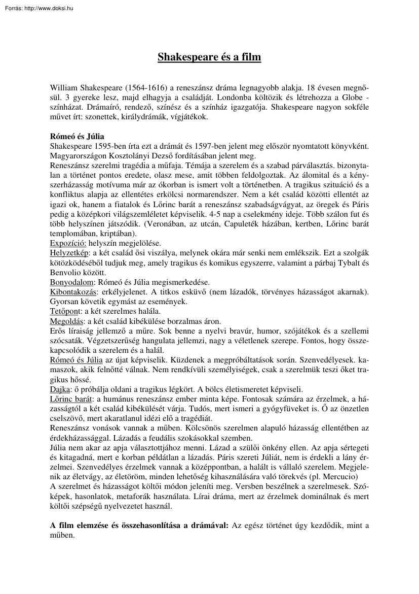 Shakespeare és a film