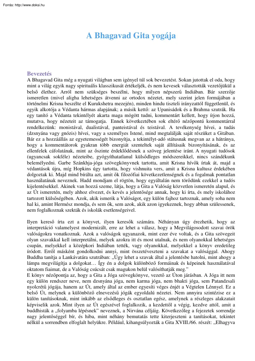 A Bhagavad Gita yogája