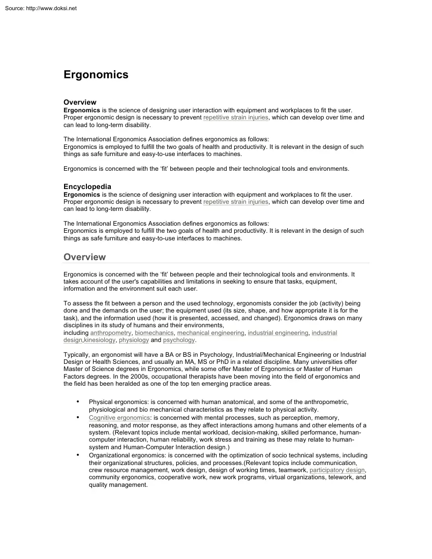 Ergonomics