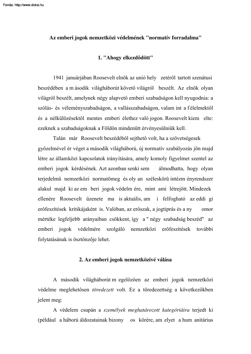 Az emberi jogok nemzetközi védelmének normatív forradalma