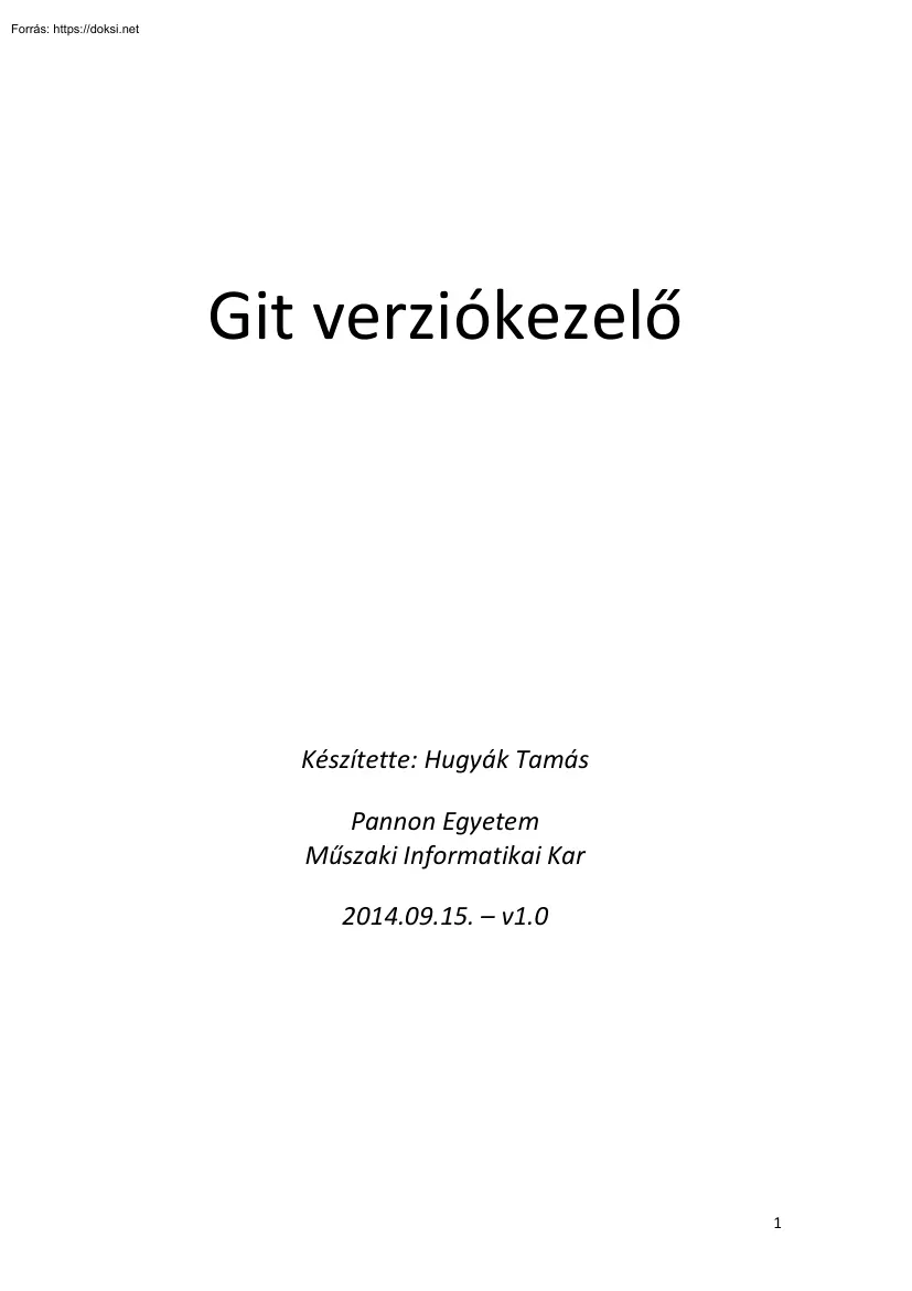 Hugyák Tamás - GIT verziókezelő
