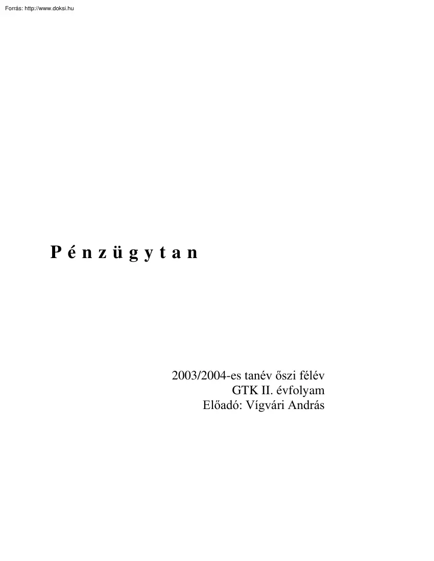 GTK II. - Pénzügytan