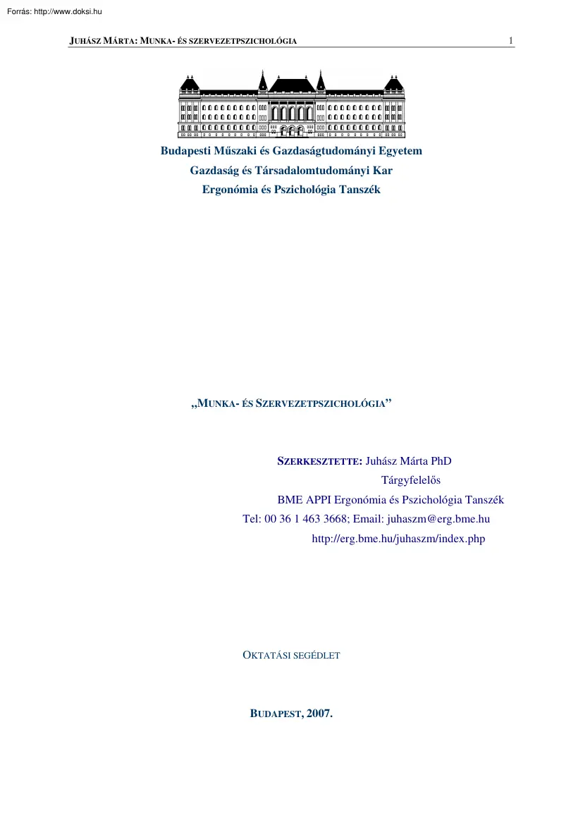 Juhász Mária - Munka és szervezetpszichológia