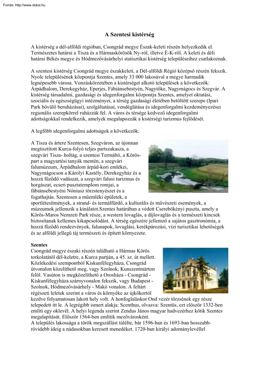 A Szentesi kistérség