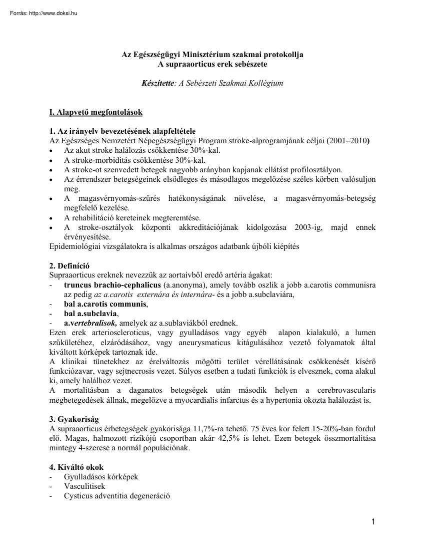 A supraaorticus erek sebészete