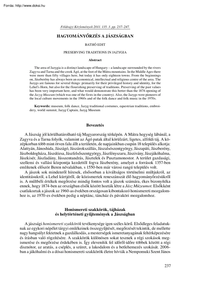 Bathó Edit - Hagyományőrzés a Jászságban