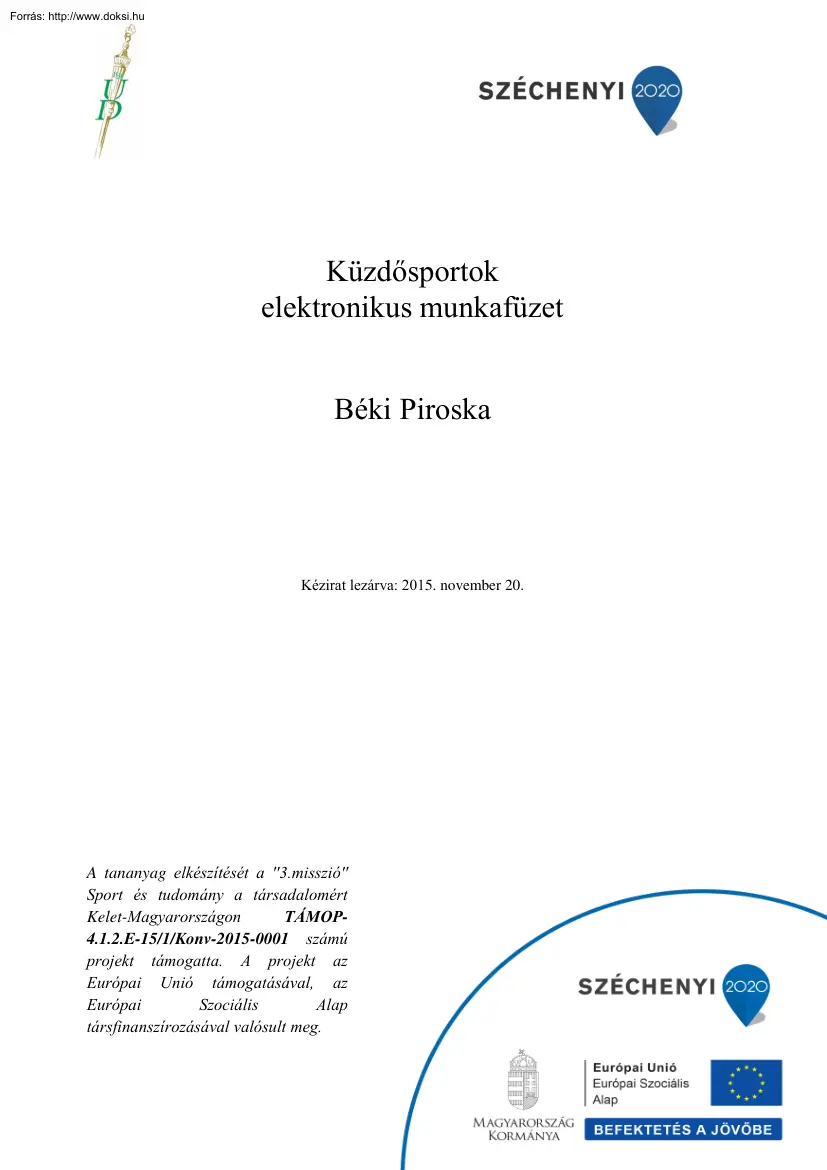 Béki Piroska - Küzdősportok elektronikus munkafüzet