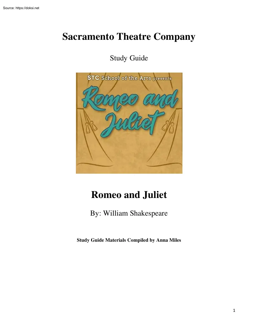 Anna Miles - Romeo and Juliet By William Shakespeare, Study Guide
