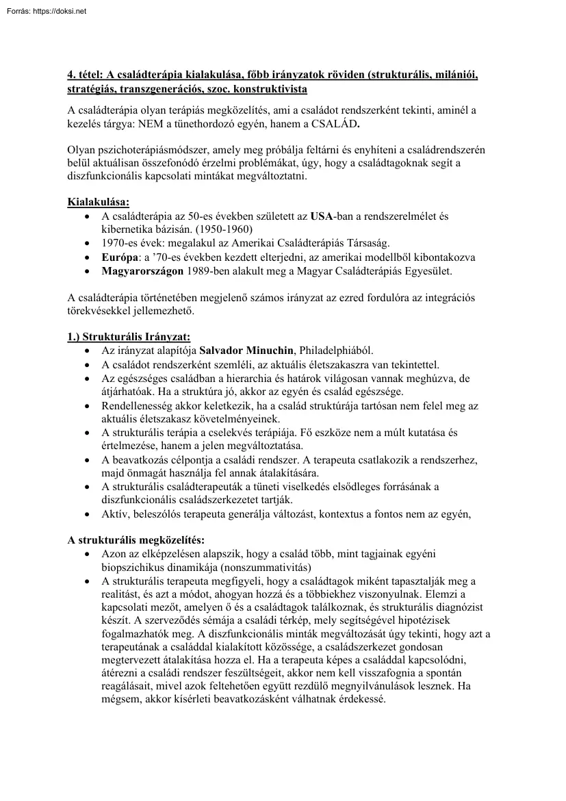 Kurila Levente Péter - A családterápia kialakulása, főbb irányzatok röviden (strukturális
