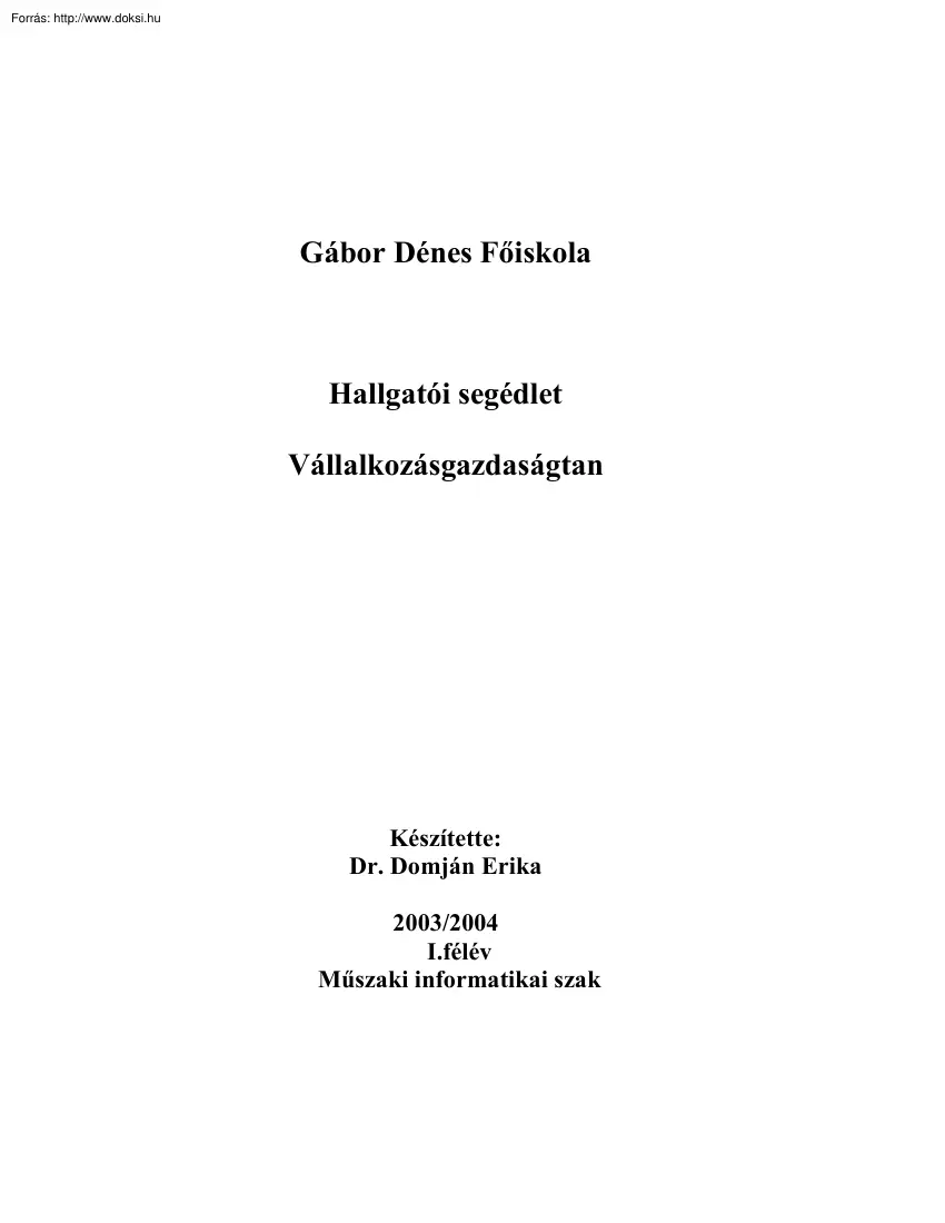 GDF Vállalkozás-gazdaságtan