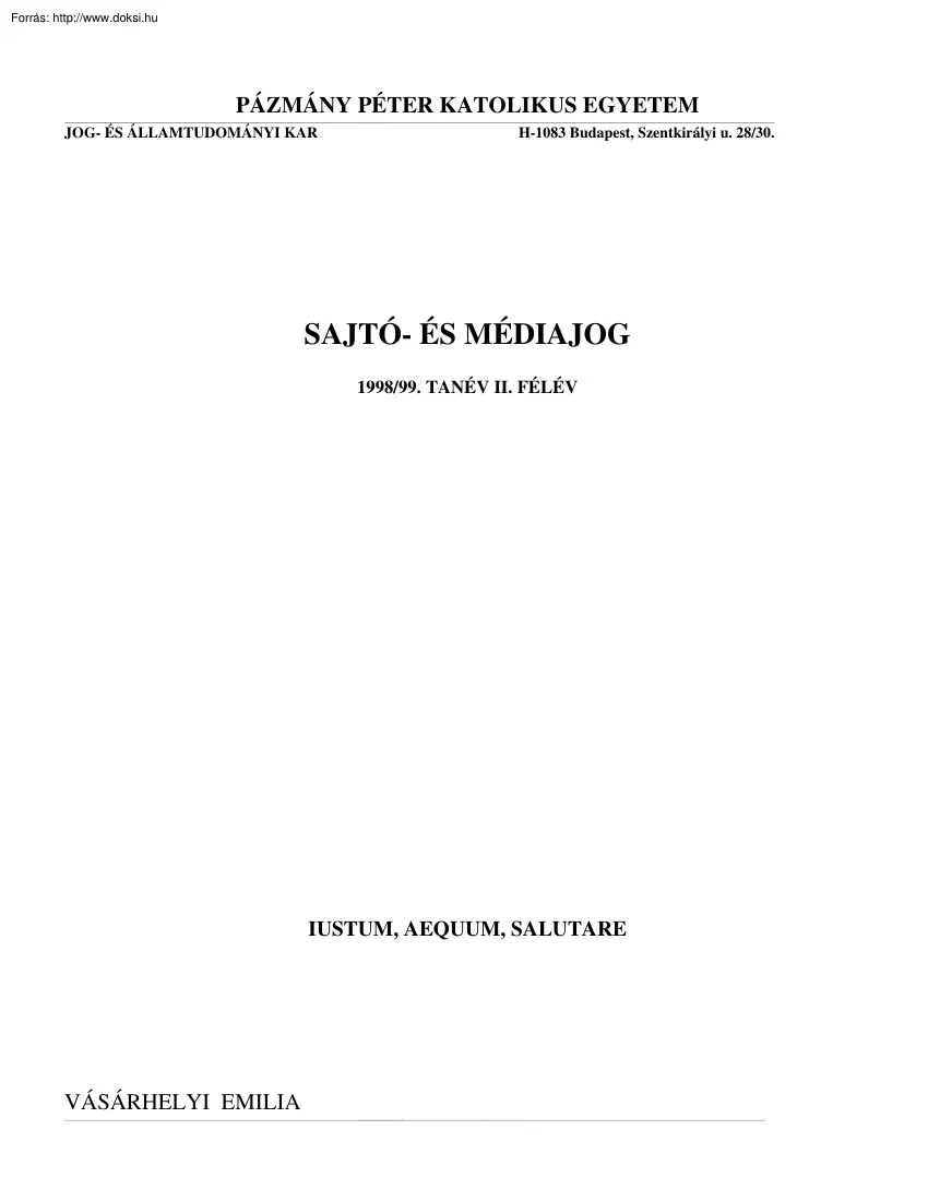 Vásárhelyi Emília - Sajtó- és médiajog
