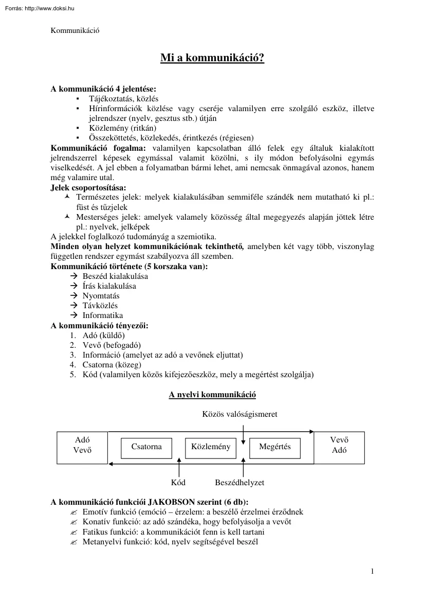 Mi a kommunikáció?