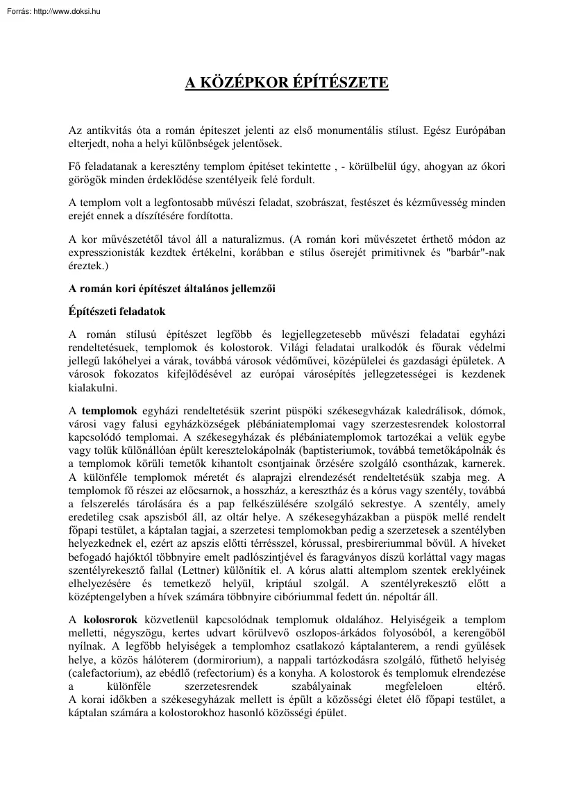 A középkor építészete