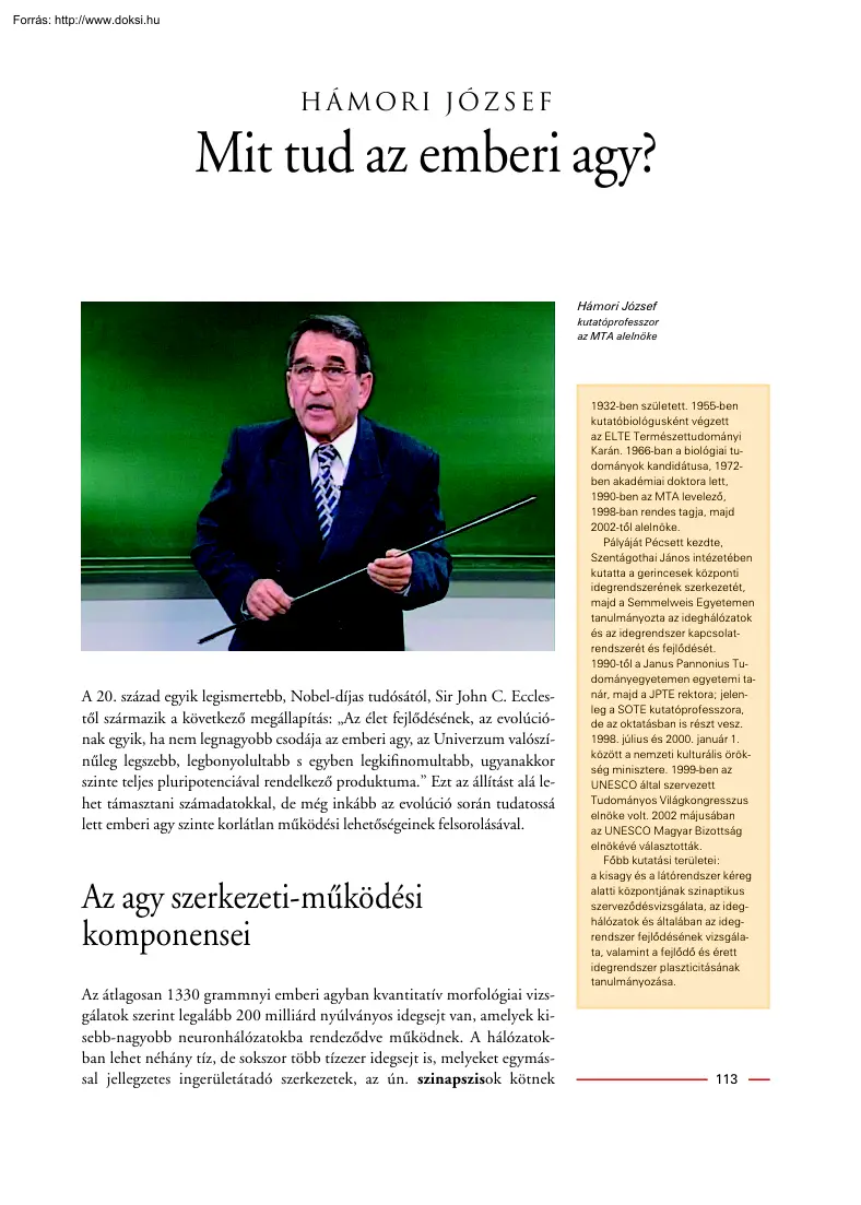 Hámori József - Mi tud az emberi agy