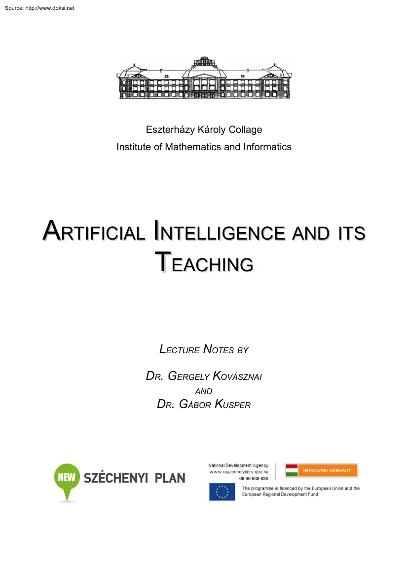 Kovásznai-Kusper - Artificial Intelligence and Its Teaching