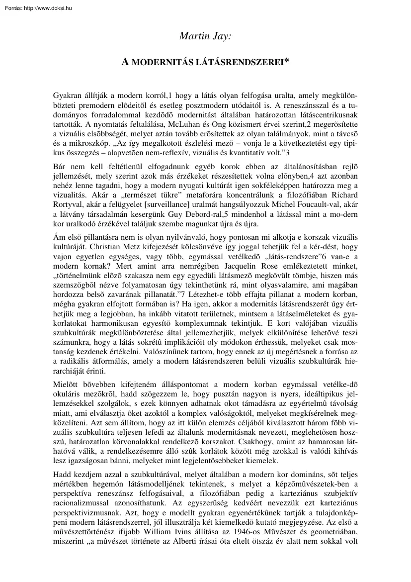 Martin Jay - A modernitás látásrendszerei