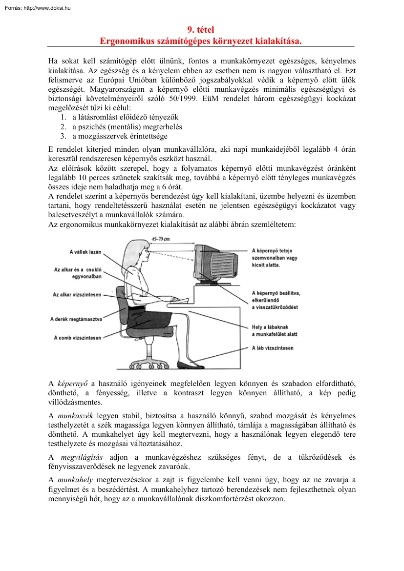 Ergonomikus számítógépes környezet kialakítása