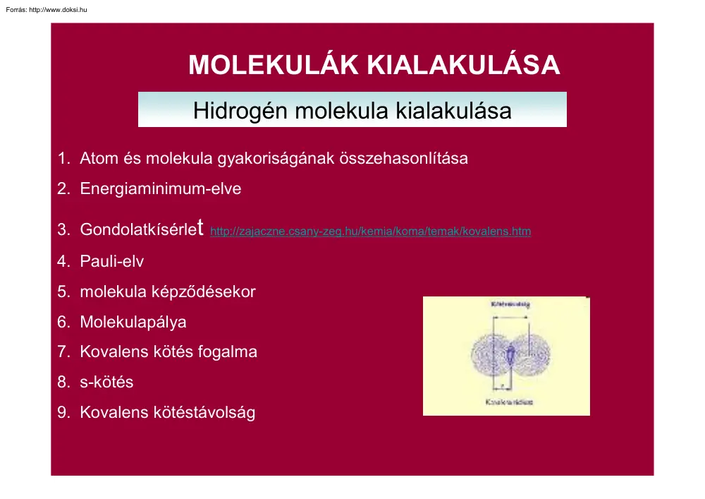 Molekulák kialakulása