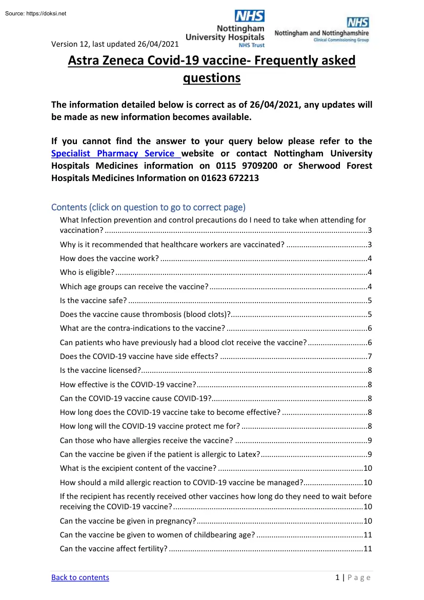 Astra Zeneca Covid-19 Vaccine, Frequently Asked Questions