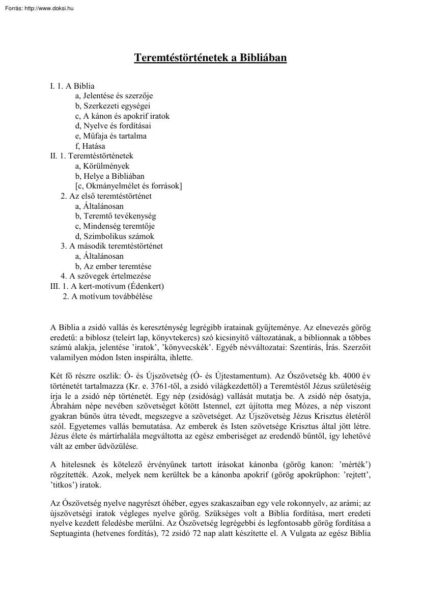 Teremtéstörténetek a Bibliában