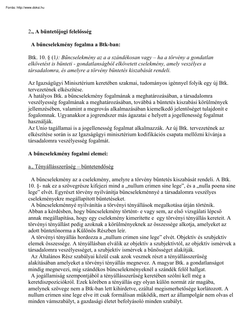 A büntetőjogi felelősség