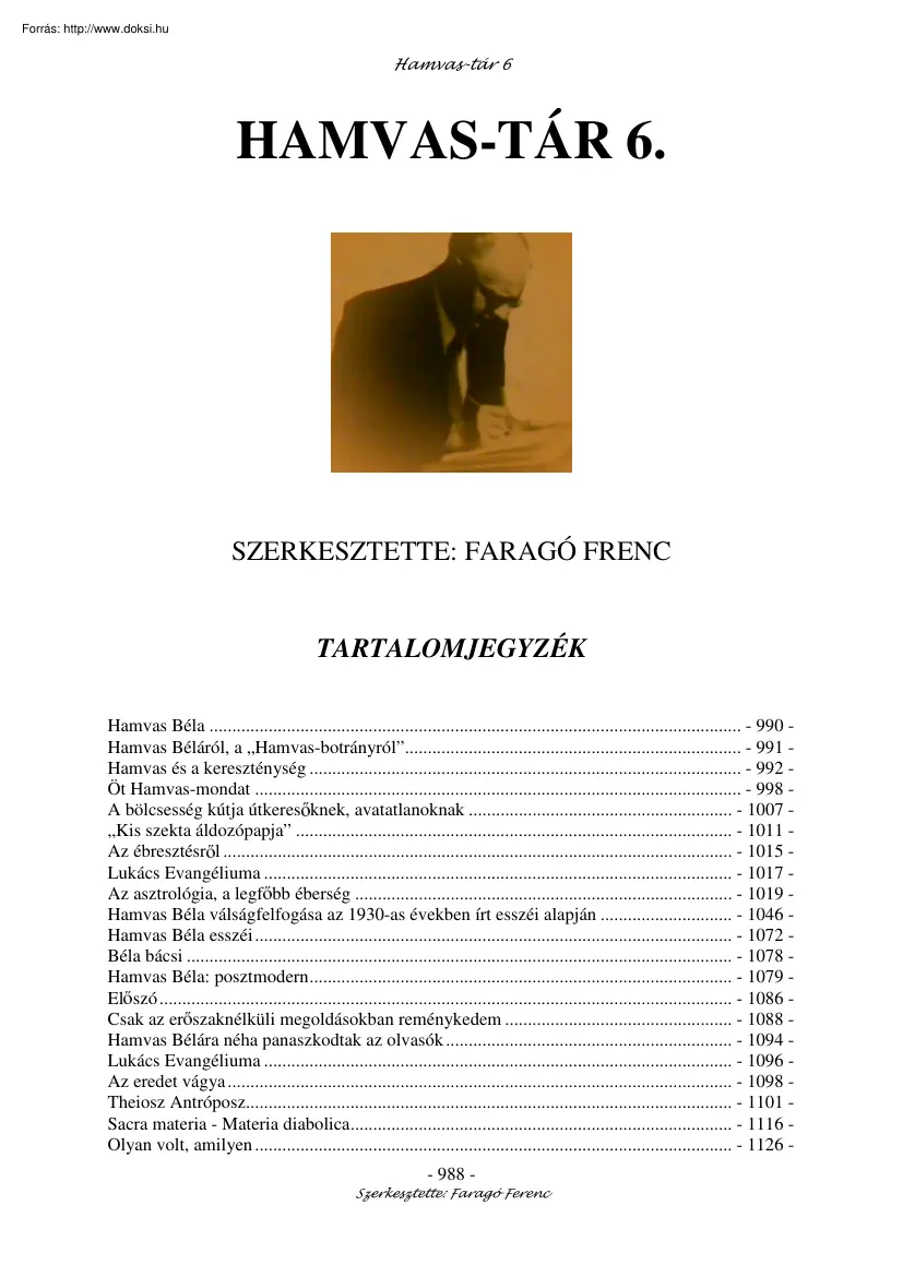 Faragó Ferenc - Hamvas tár 6