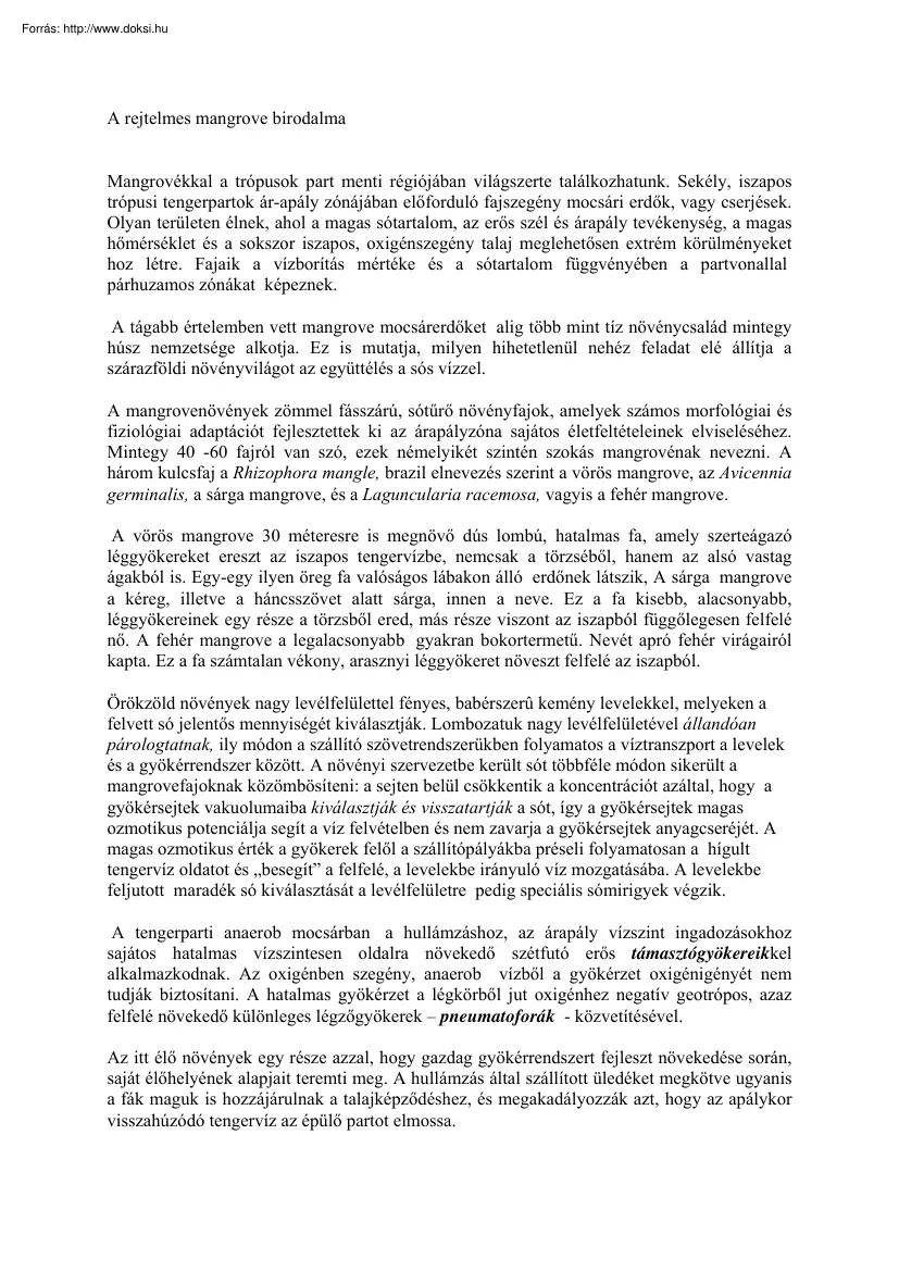 dr. Bognár János - A rejtelmes mangrove birodalma