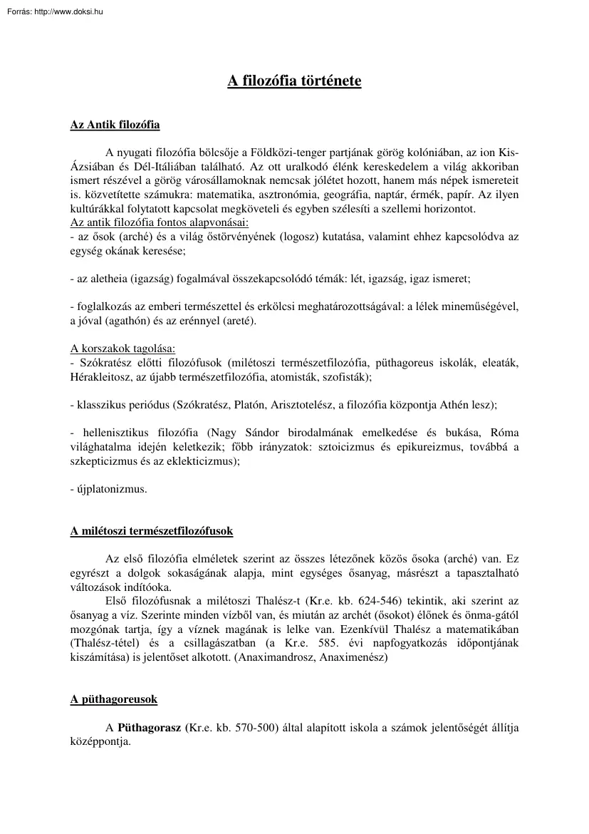 A filozófia története
