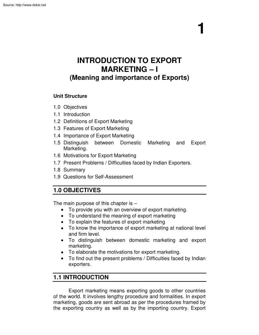 Introduction to Export Marketing
