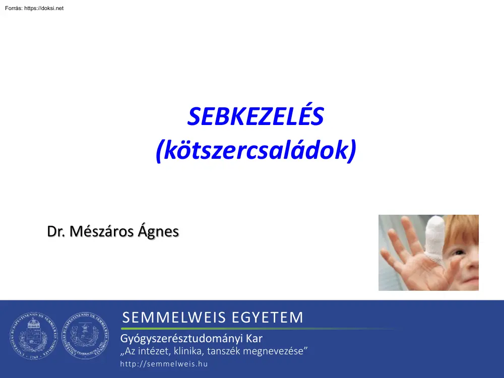 Dr. Mészáros Ágnes - Sebkezelés, kötszercsaládok