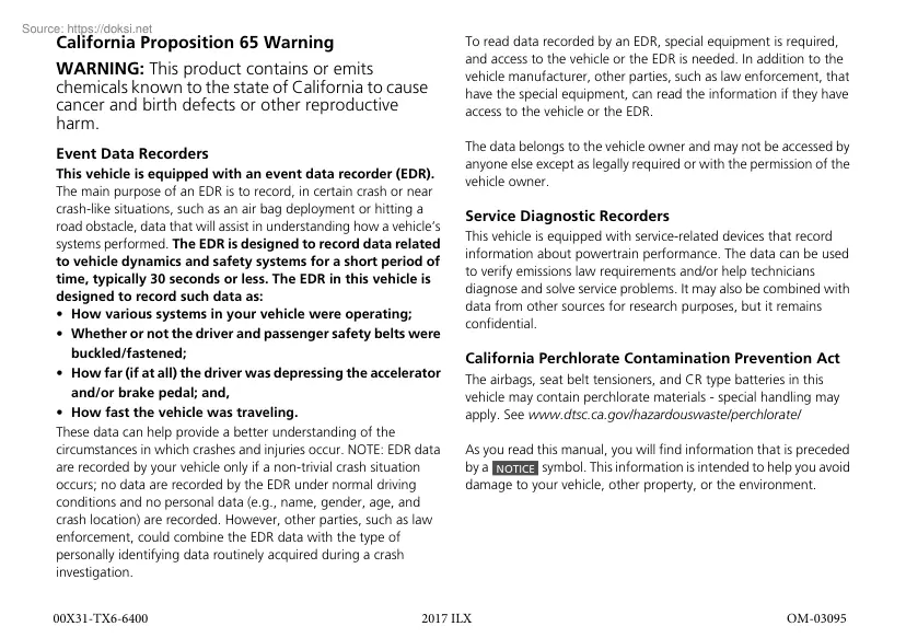 Acura ILX, 2017 owners manual