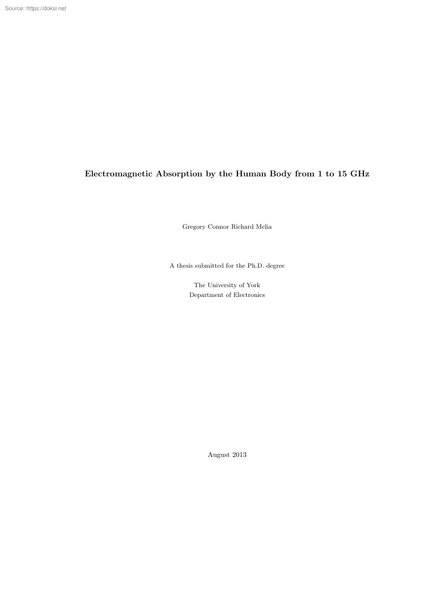 Electromagnetic Absorption by the Human Body from 1 to 15 GHz