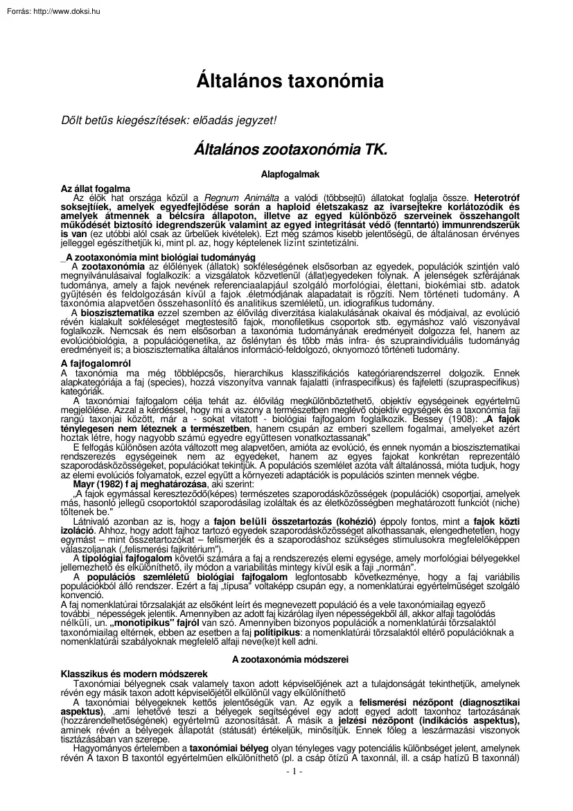 Általános taxonómia