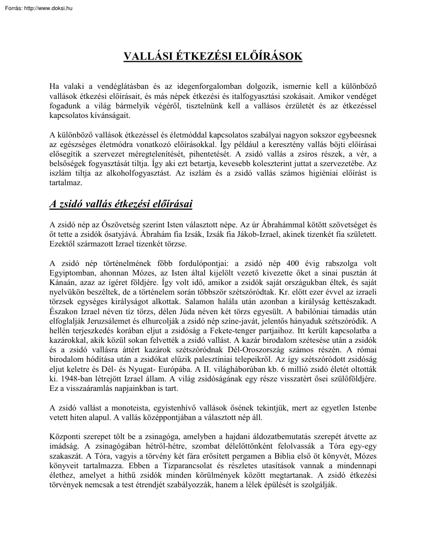 Vallási étkezési előírások