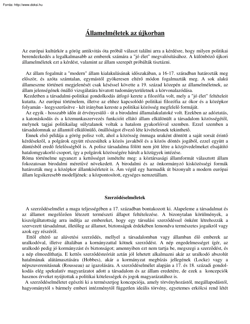 Államelméletek az újkorban