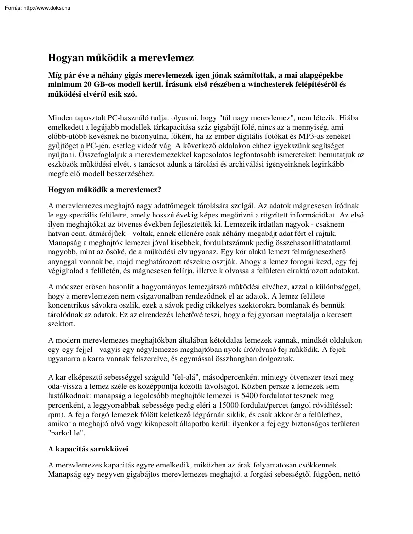 Hogyan működik a merevlemez