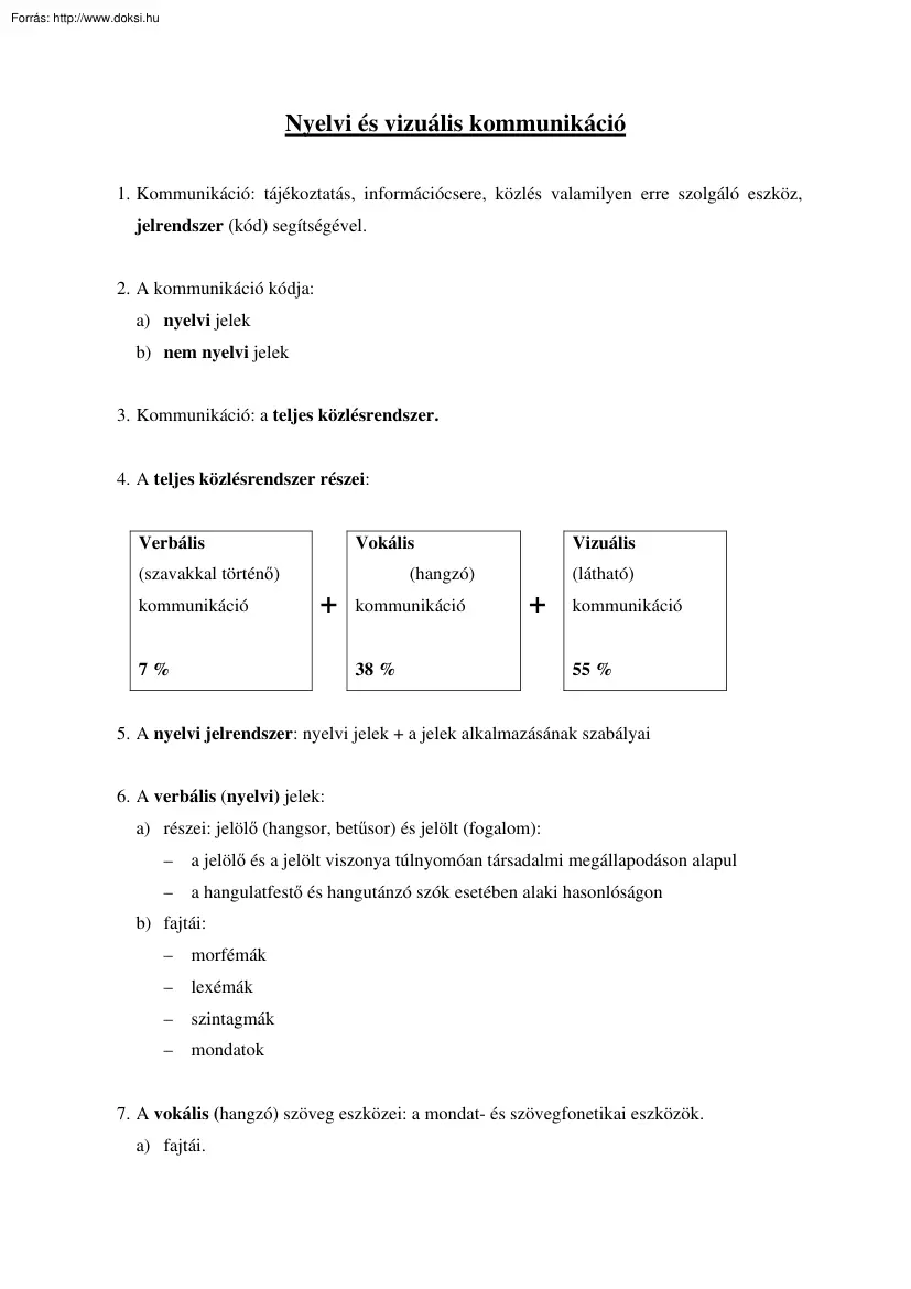 Nyelvi és vizuális kommunikáció
