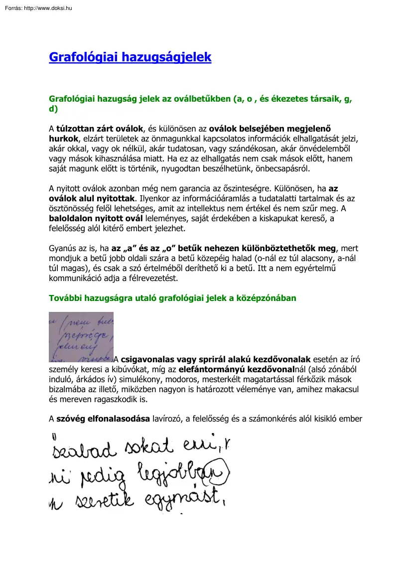 Grafológiai hazugságjelek