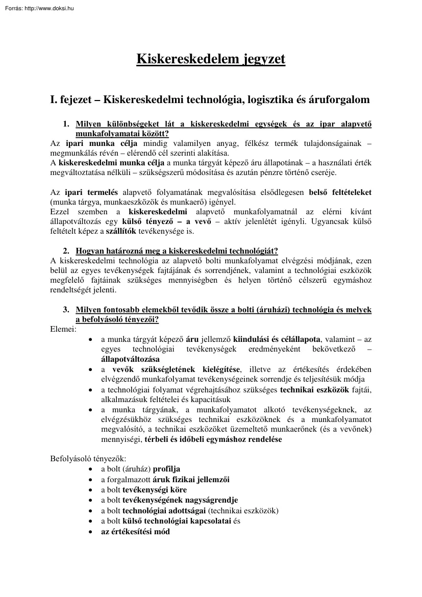 Kiskereskedelem jegyzet, 2002