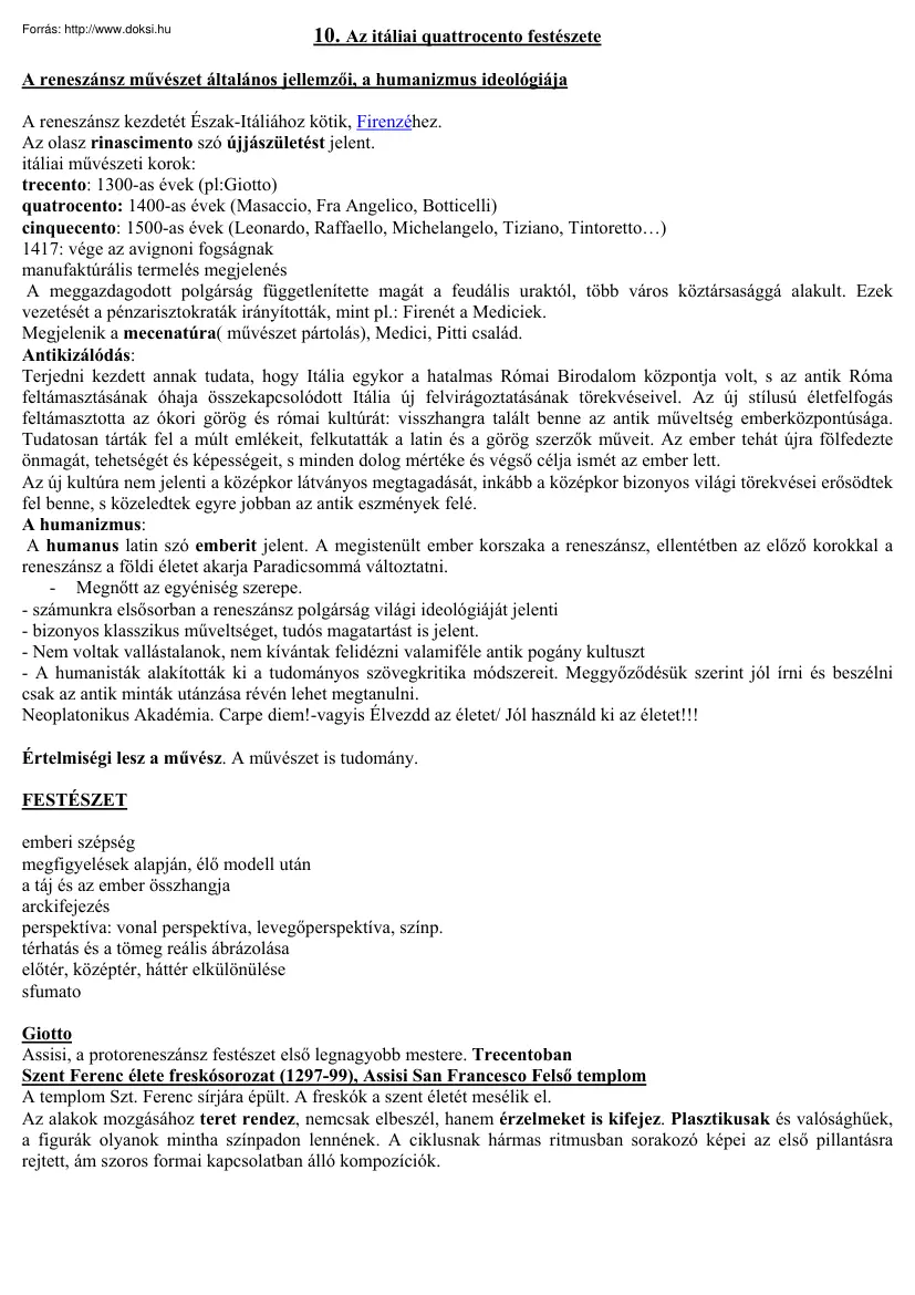 Az itáliai quattrocento festészete